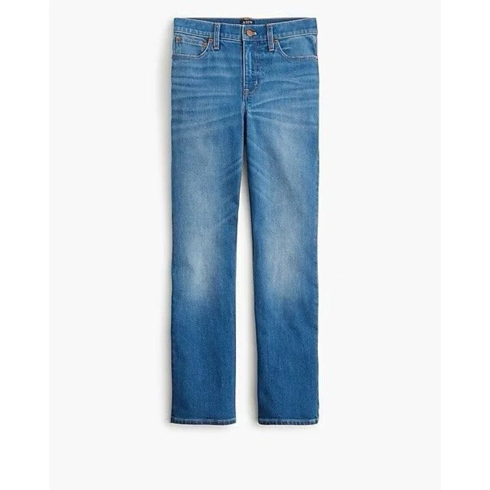 J. CREW Essential Straight Jeans Women's Size 29 Blue Medium Raw Hem Stretch New